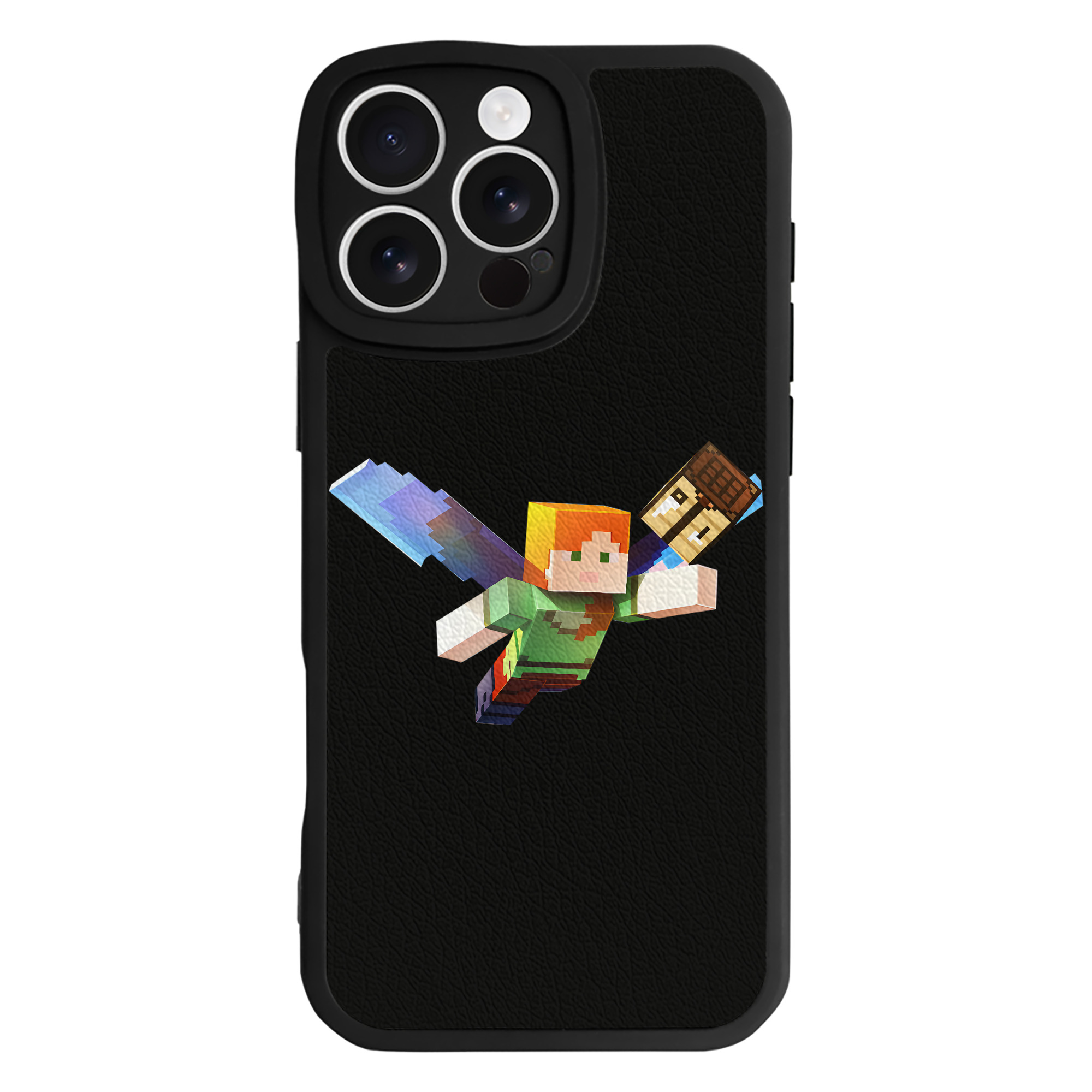 （画像用） マインクラフト ブロックの世界 Minecraft MC Block world 【iPhone 16シリーズ対応】シリコンスマホケース（レザー調） 材質：シリコン